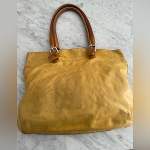 M0851 Yellow Leather Hand Bag